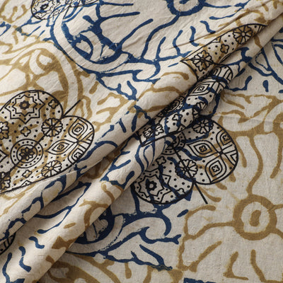 Beige - Ajrakh Hand Block Print Natural Dyed Cotton Fabric 44