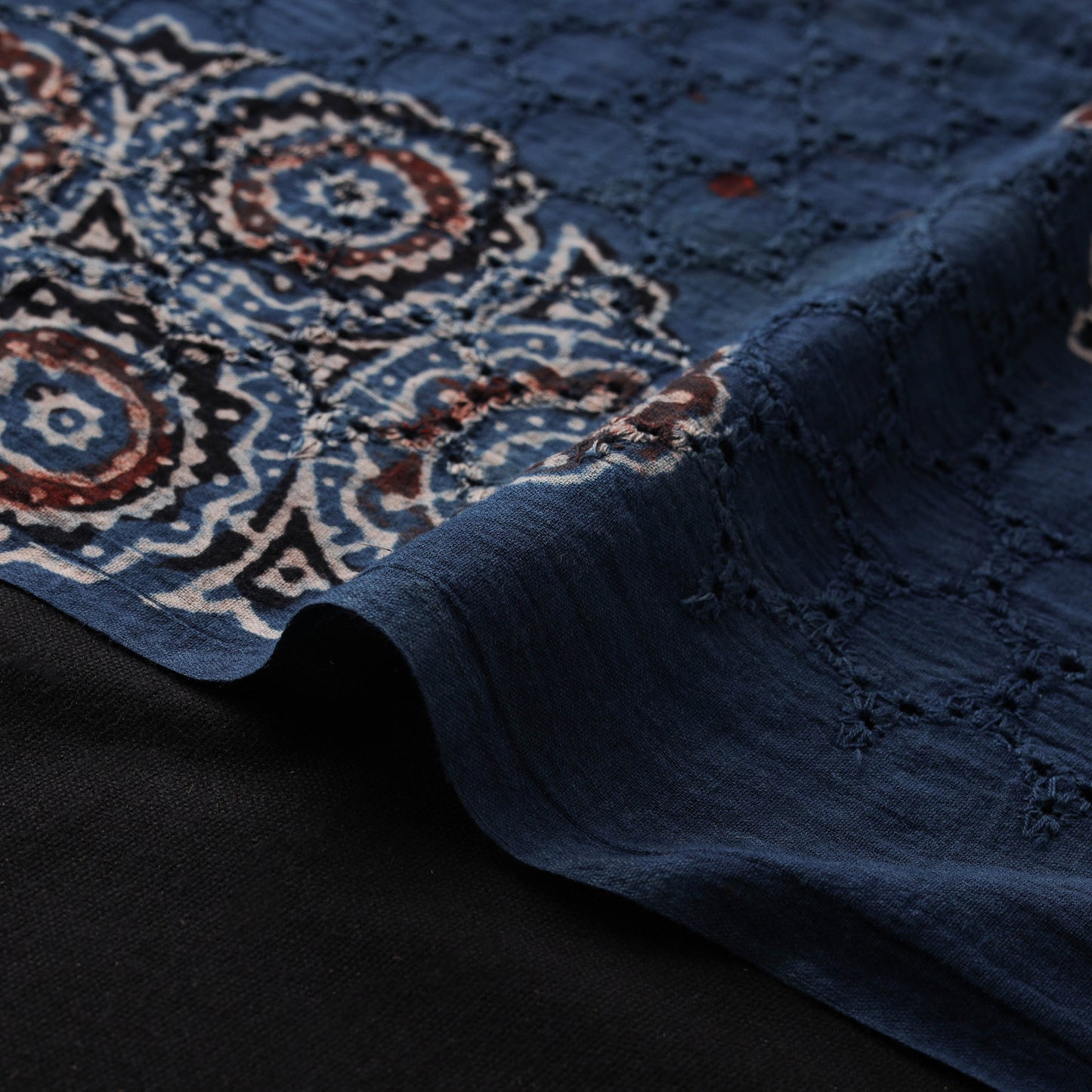 Ajrakh Hand Block Print Natural Dyed Cotton Hakoba Fabric 14