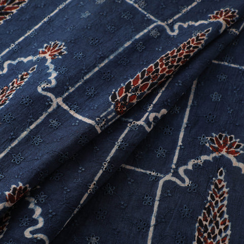 Blue - Ajrakh Hand Block Print Natural Dyed Cotton Hakoba Fabric 15
