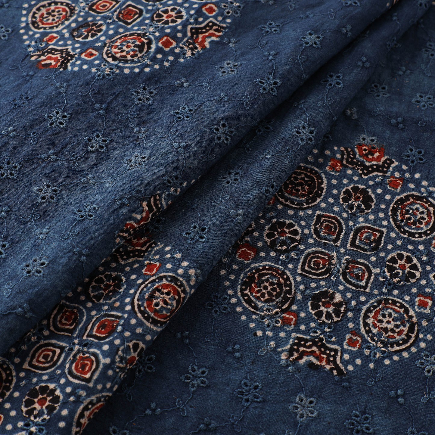 Ajrakh Hand Block Print Natural Dyed Cotton Hakoba Fabric 16