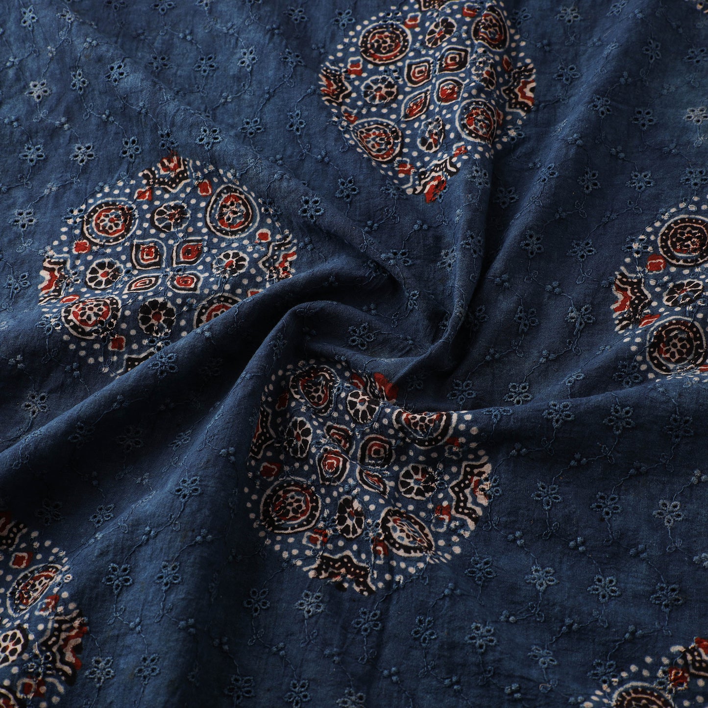 Ajrakh Hand Block Print Natural Dyed Cotton Hakoba Fabric 16