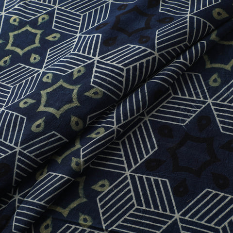 Blue - Ajrakh Hand Block Print Natural Dyed Cotton Fabric 50