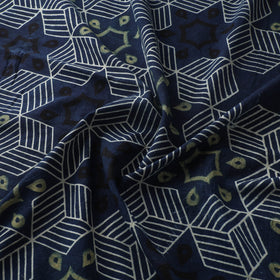 Blue - Ajrakh Hand Block Print Natural Dyed Cotton Fabric 50