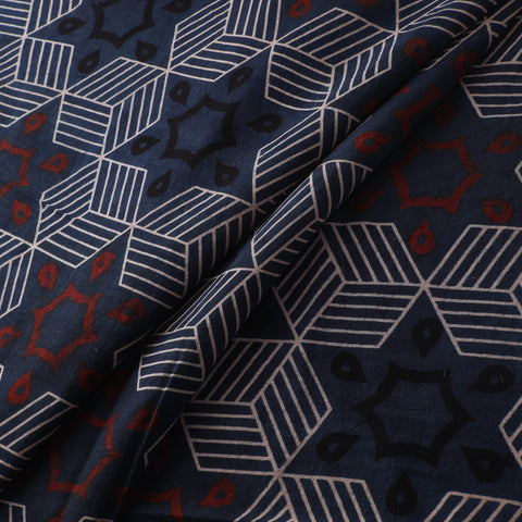 Blue - Ajrakh Hand Block Print Natural Dyed Cotton Fabric 52