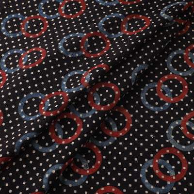 Black - Ajrakh Hand Block Print Natural Dyed Cotton Fabric 53