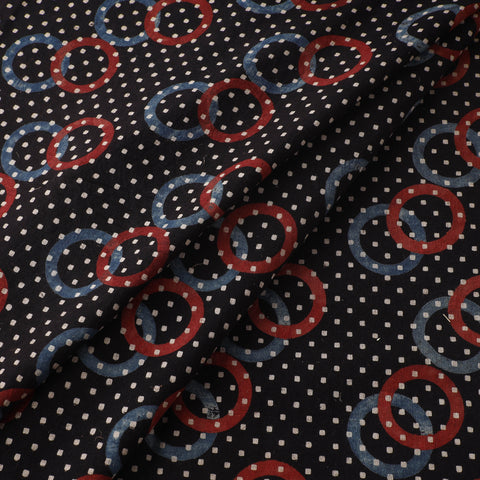Black - Ajrakh Hand Block Print Natural Dyed Cotton Fabric 53