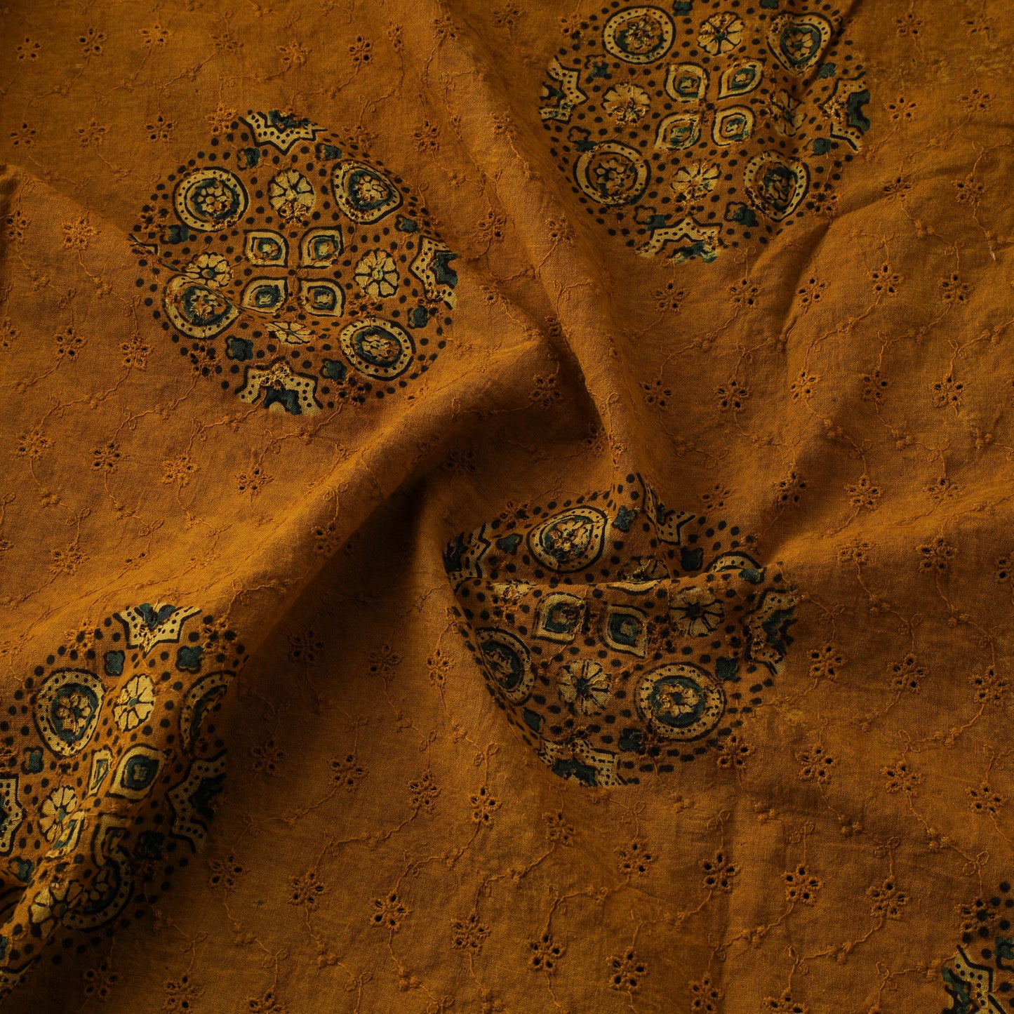 Ajrakh Hand Block Print Natural Dyed Cotton Hakoba Fabric 17