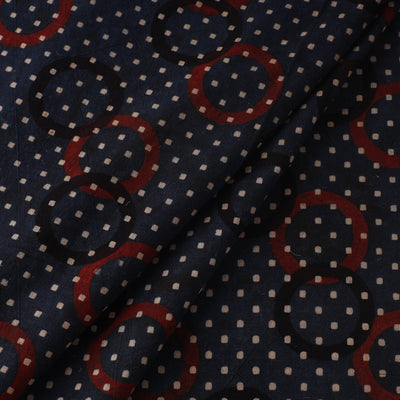 Black - Ajrakh Hand Block Print Natural Dyed Cotton Fabric 57