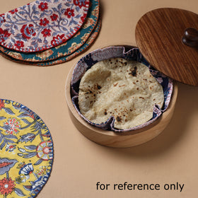 Hand Embroidered Kalamkari Block Print Cotton Round Roti Napkin 24
