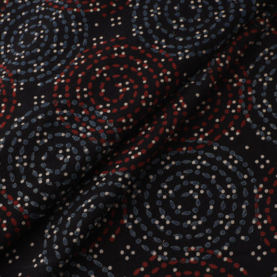 Black - Ajrakh Hand Block Print Natural Dyed Cotton Fabric 67