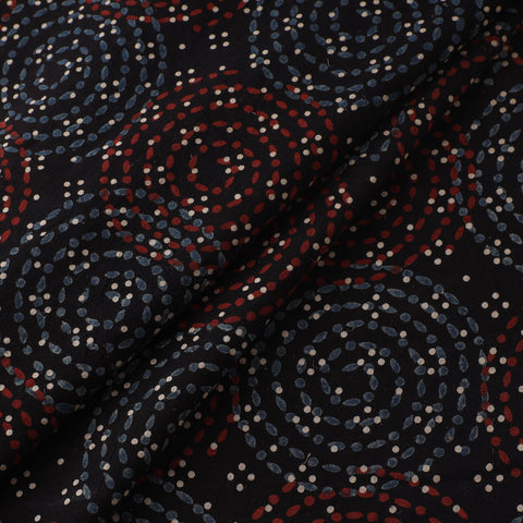 Black - Ajrakh Hand Block Print Natural Dyed Cotton Fabric 67