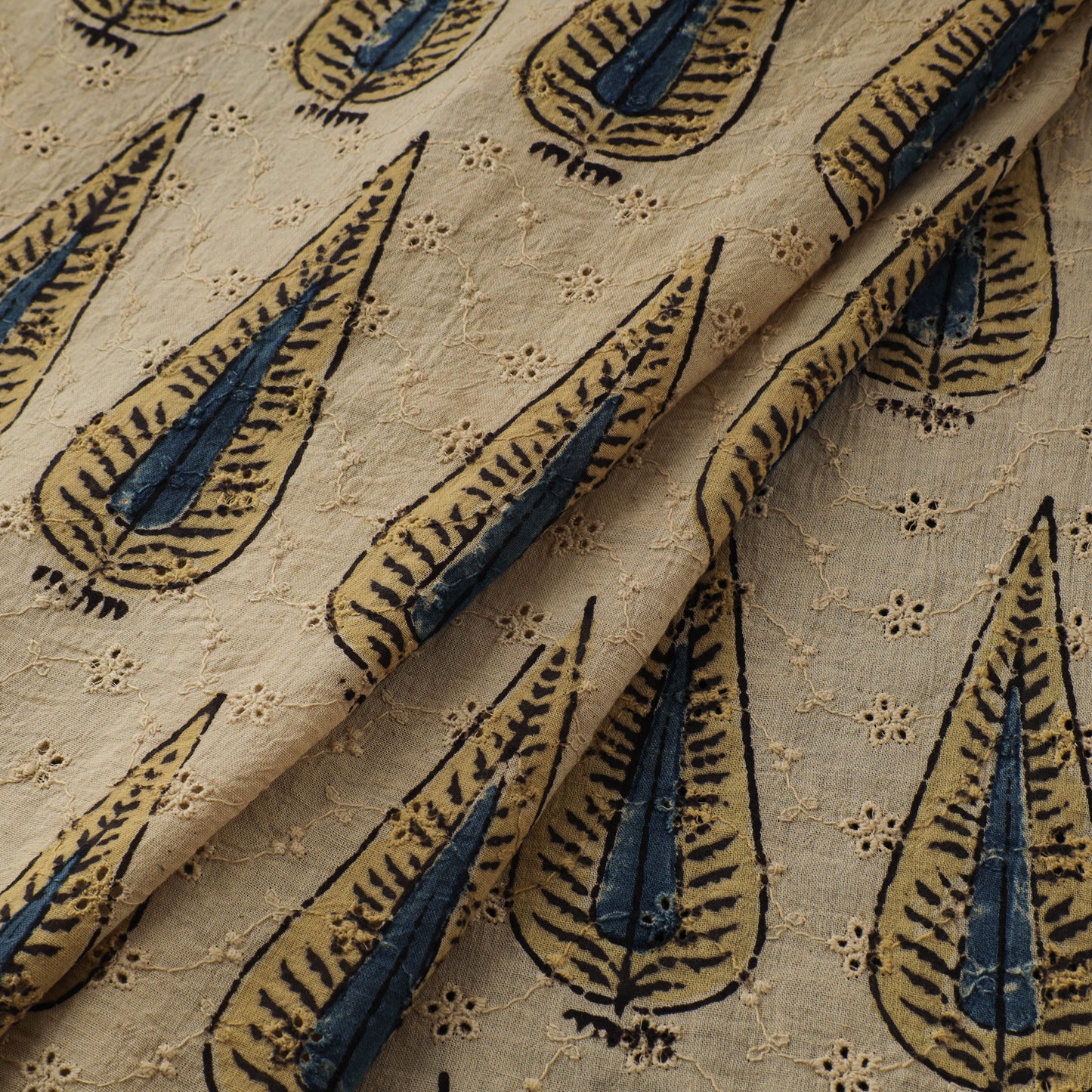 Ajrakh Hand Block Print Natural Dyed Cotton Hakoba Fabric 21