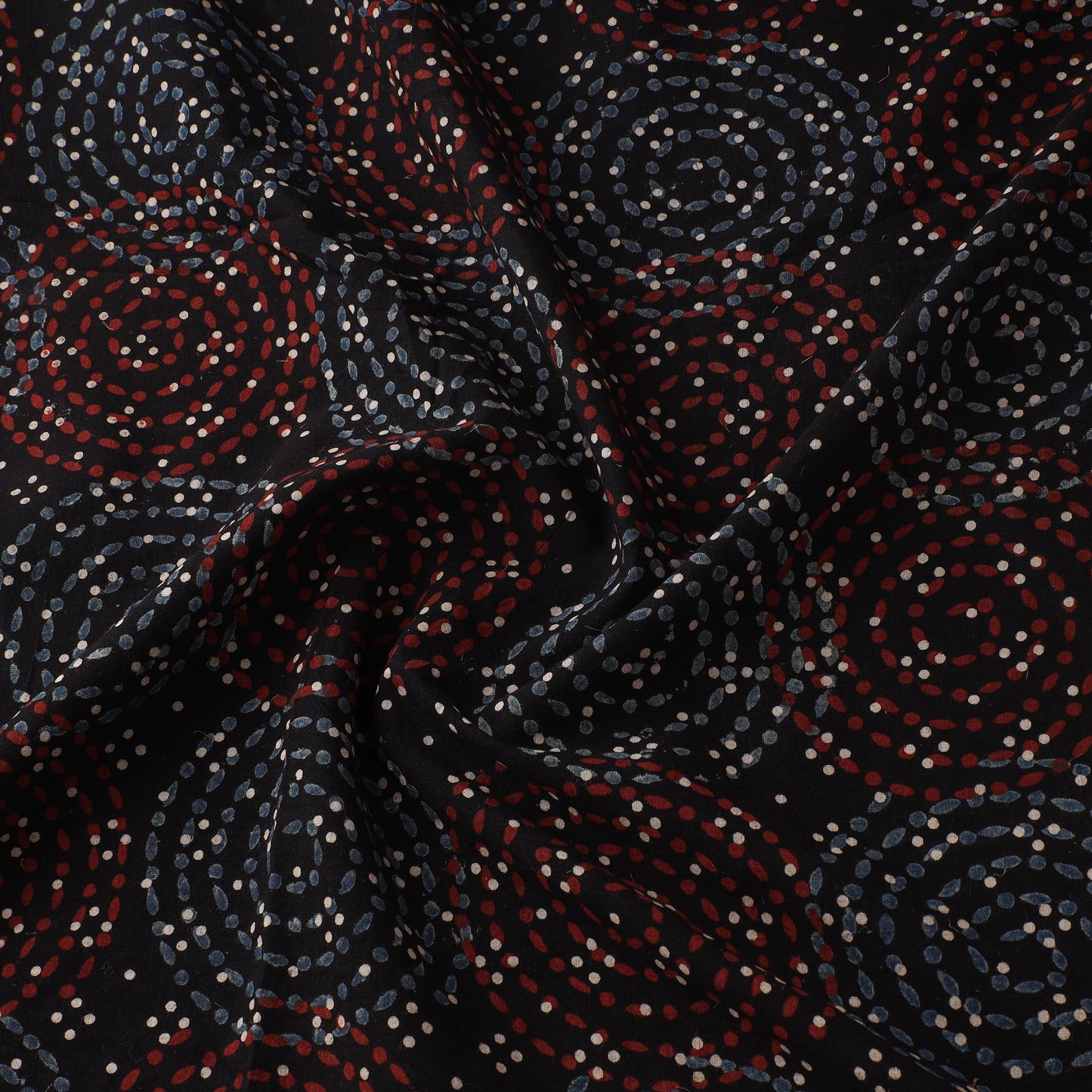 Black - Ajrakh Hand Block Print Natural Dyed Cotton Fabric 67