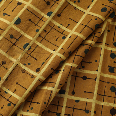 Yellow  - Ajrakh Hand Block Print Natural Dyed Cotton Fabric 61