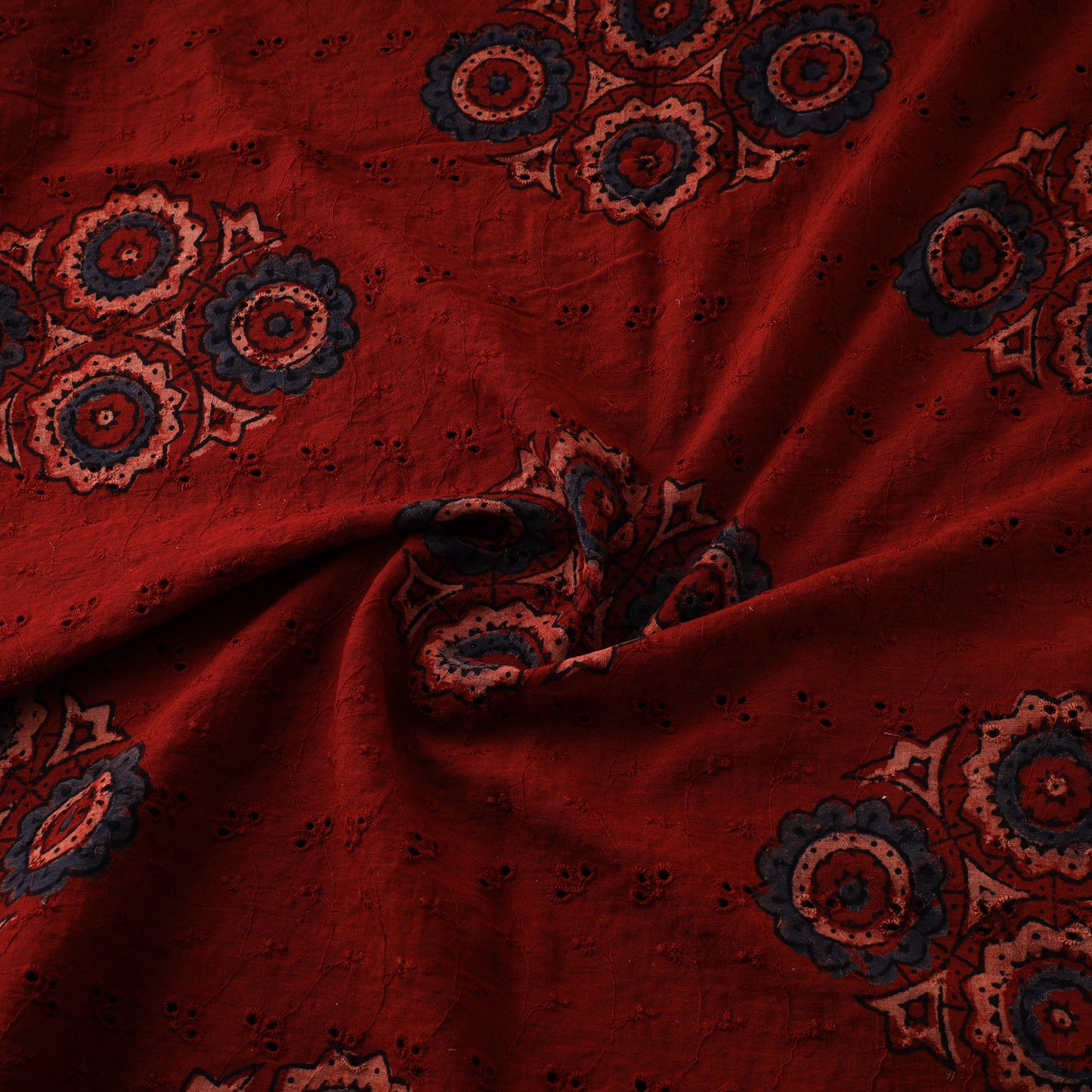 Ajrakh Hand Block Print Natural Dyed Cotton Hakoba Fabric 22