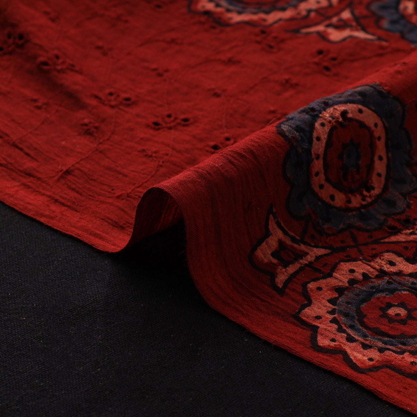 Ajrakh Hand Block Print Natural Dyed Cotton Hakoba Fabric 22