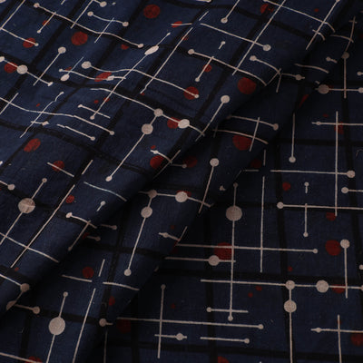 Blue - Ajrakh Hand Block Print Natural Dyed Cotton Fabric 63