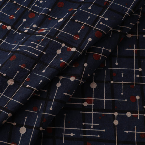 Blue - Ajrakh Hand Block Print Natural Dyed Cotton Fabric 63