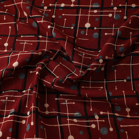 Red - Ajrakh Hand Block Print Natural Dyed Cotton Fabric 64