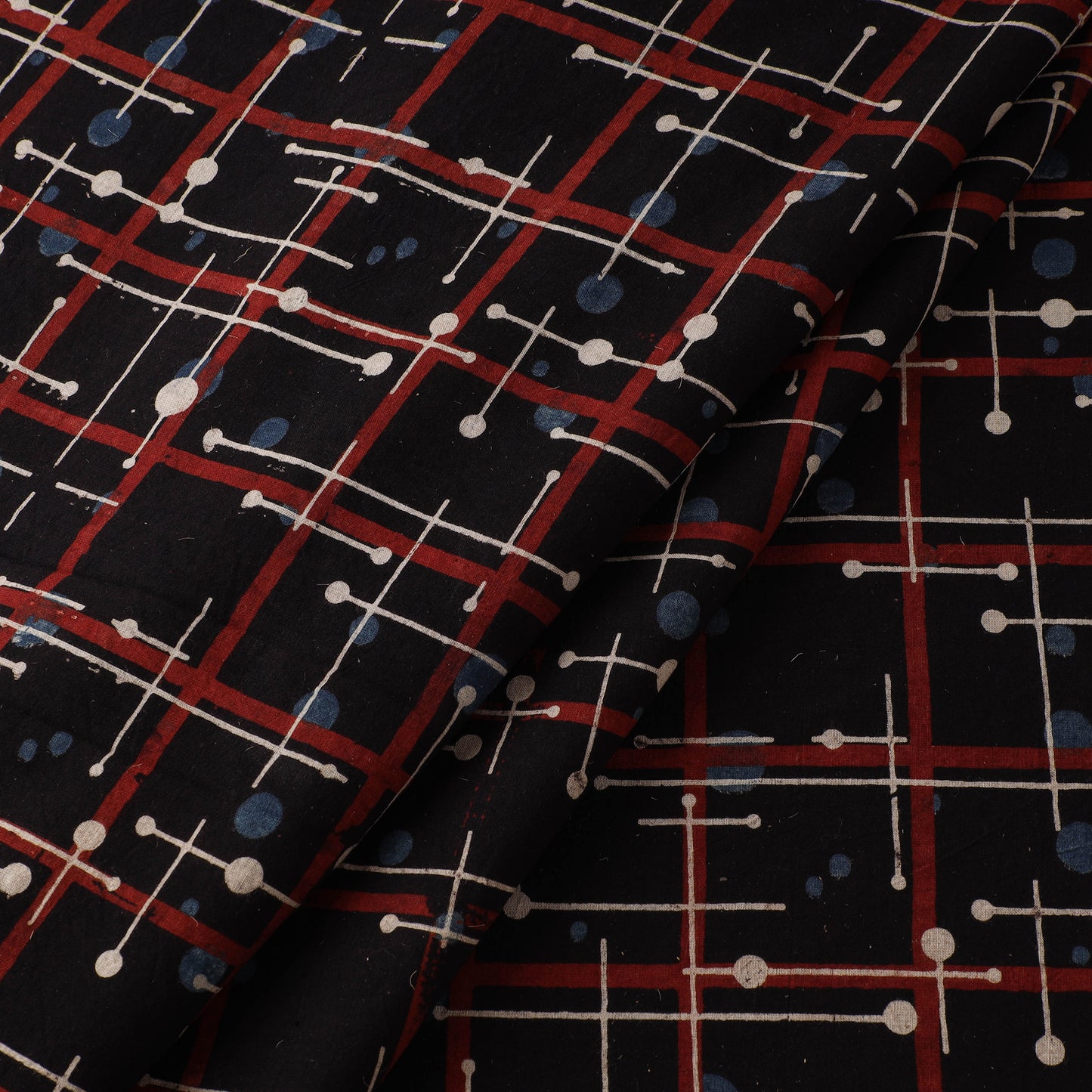 Black - Ajrakh Hand Block Print Natural Dyed Cotton Fabric 65
