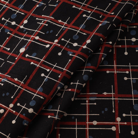 Black - Ajrakh Hand Block Print Natural Dyed Cotton Fabric 65