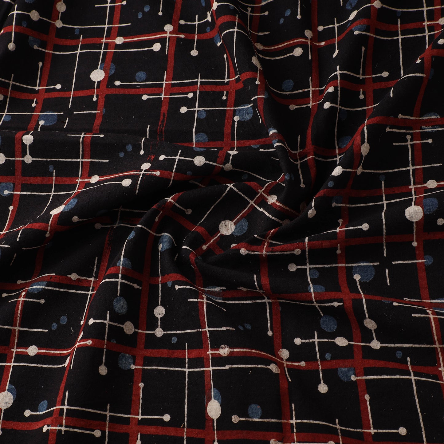 Black - Ajrakh Hand Block Print Natural Dyed Cotton Fabric 65