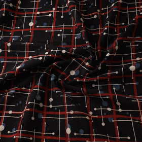 Black - Ajrakh Hand Block Print Natural Dyed Cotton Fabric 65