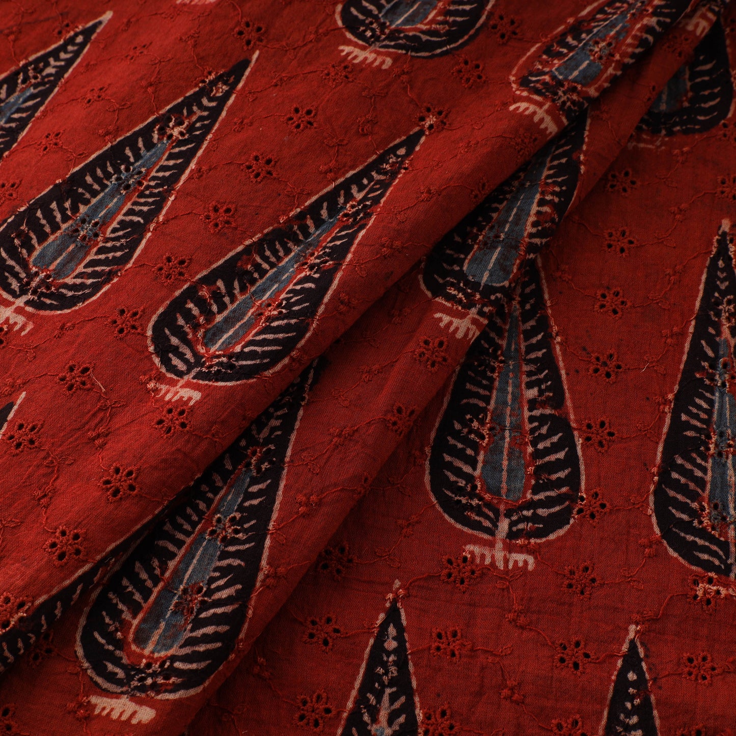 Ajrakh Hand Block Print Natural Dyed Cotton Hakoba Fabric 25