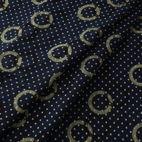 Blue - Ajrakh Hand Block Print Natural Dyed Cotton Fabric 66