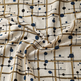 Beige - Ajrakh Hand Block Print Natural Dyed Cotton Fabric 68