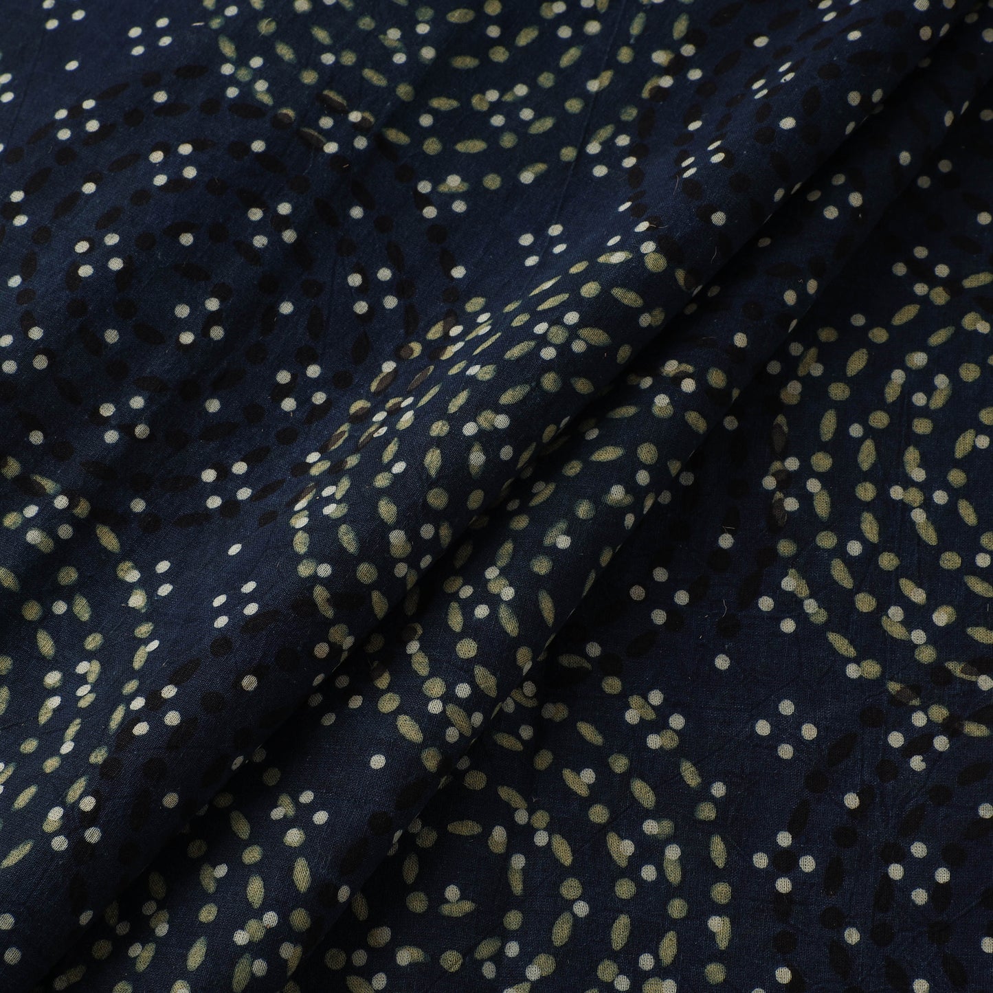 Black - Ajrakh Hand Block Print Natural Dyed Cotton Fabric 70