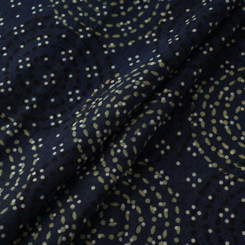 Black - Ajrakh Hand Block Print Natural Dyed Cotton Fabric 70