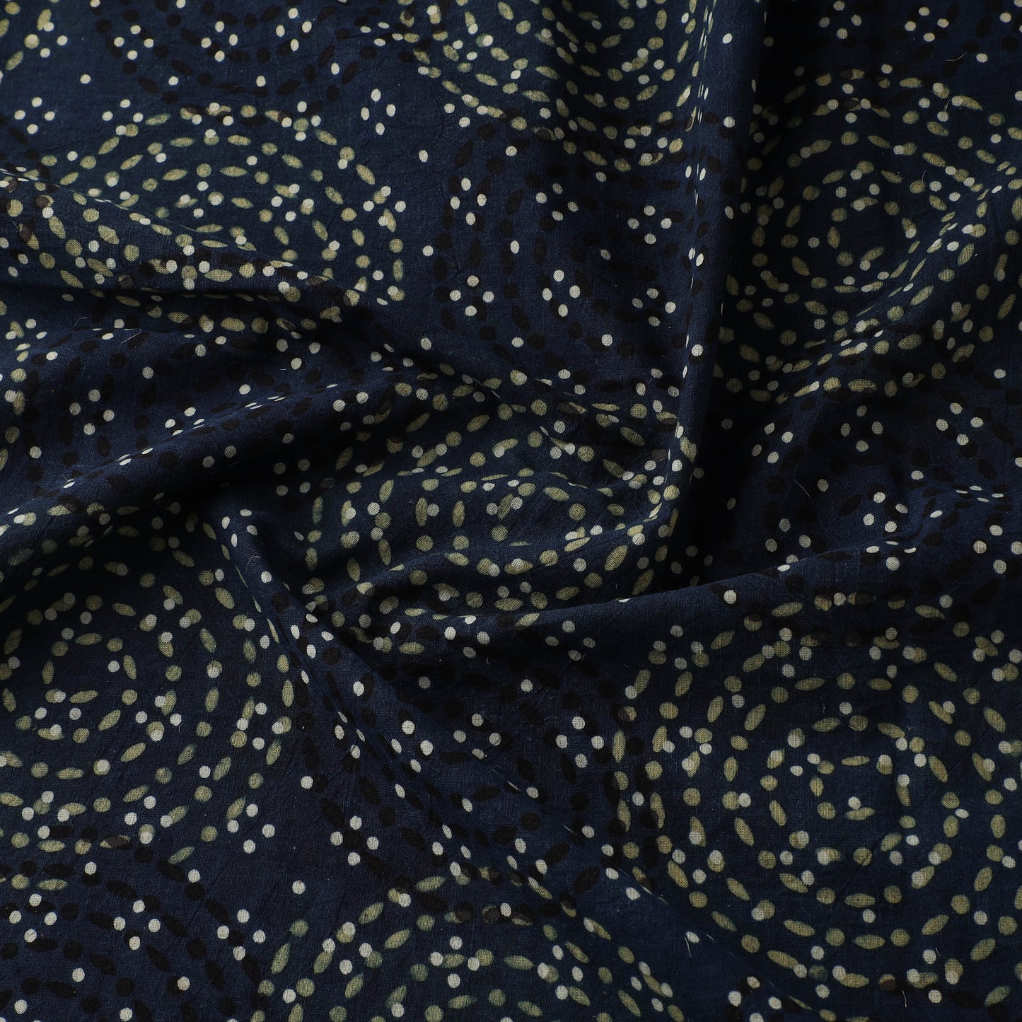 Black - Ajrakh Hand Block Print Natural Dyed Cotton Fabric 70