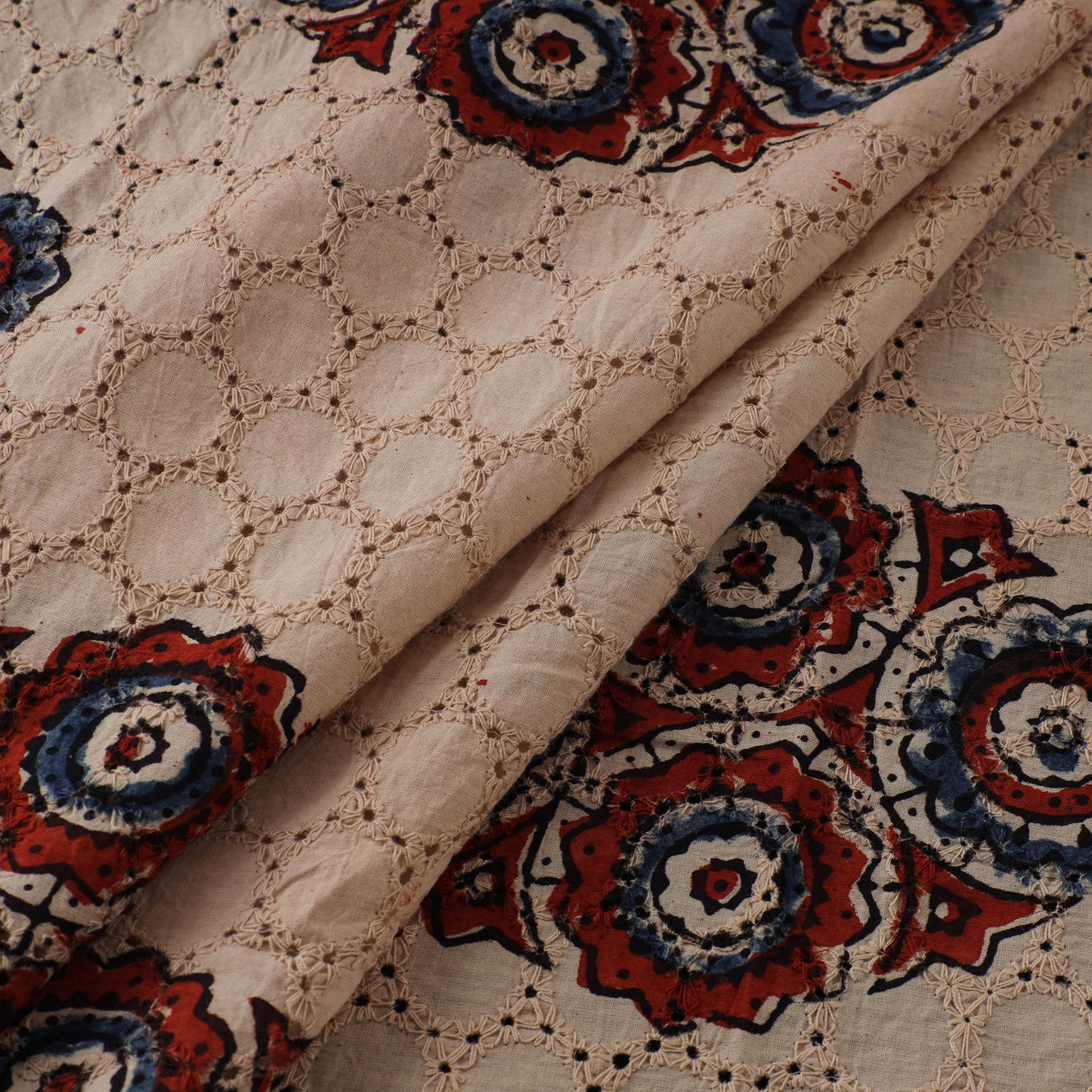 Ajrakh Hand Block Print Natural Dyed Cotton Hakoba Fabric 27