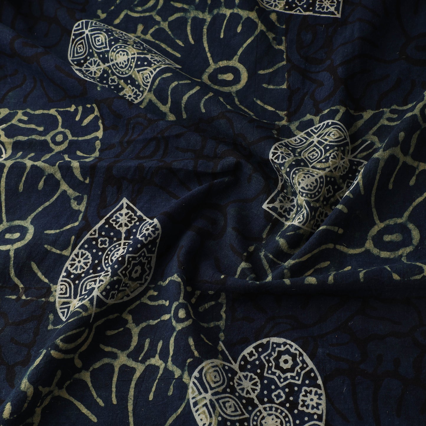 Blue - Ajrakh Hand Block Print Natural Dyed Cotton Fabric 71