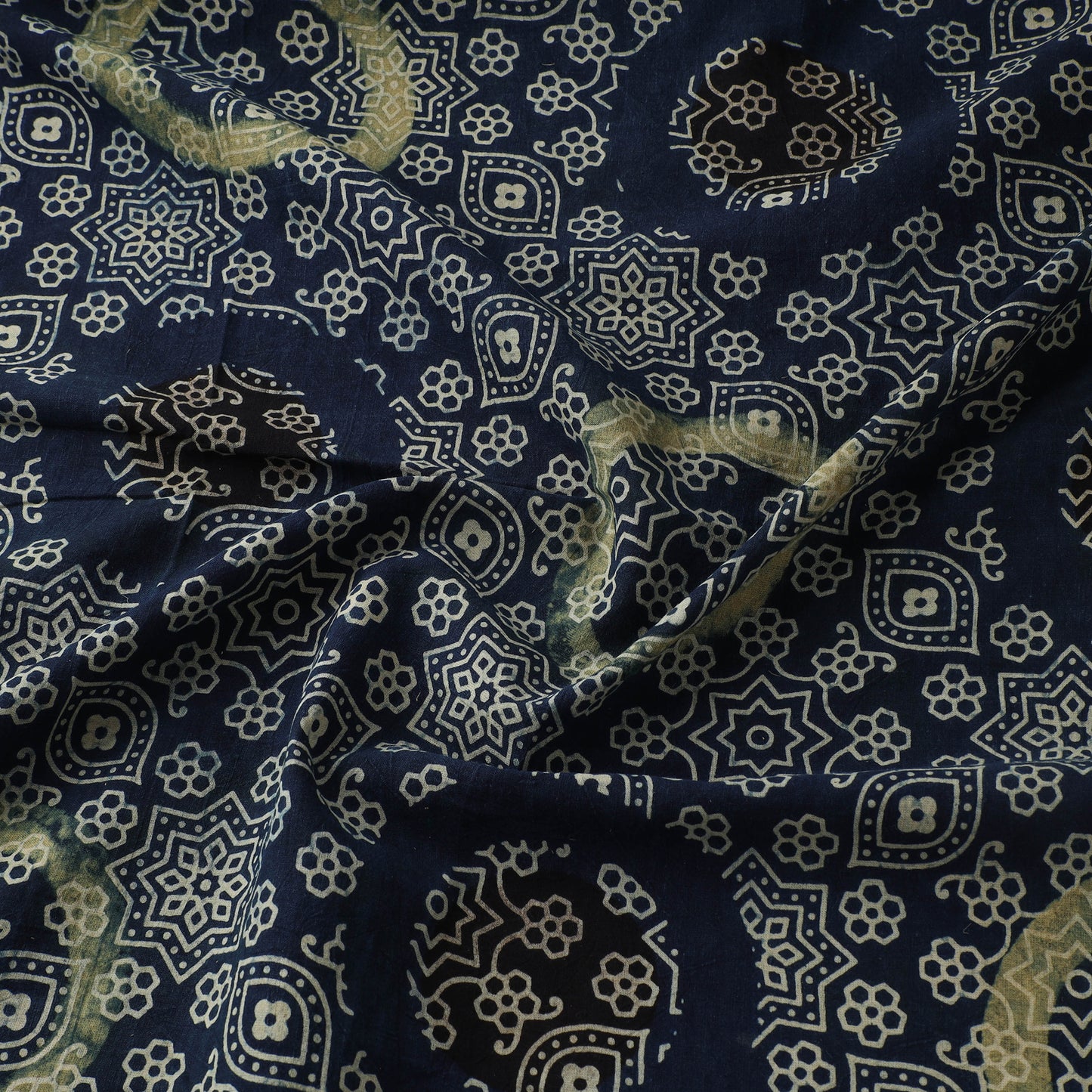 Blue - Ajrakh Hand Block Print Natural Dyed Cotton Fabric 73