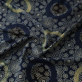 Blue - Ajrakh Hand Block Print Natural Dyed Cotton Fabric 73