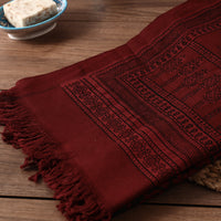 Red - Bagh Hand Block Printed Handloom Cotton Towel