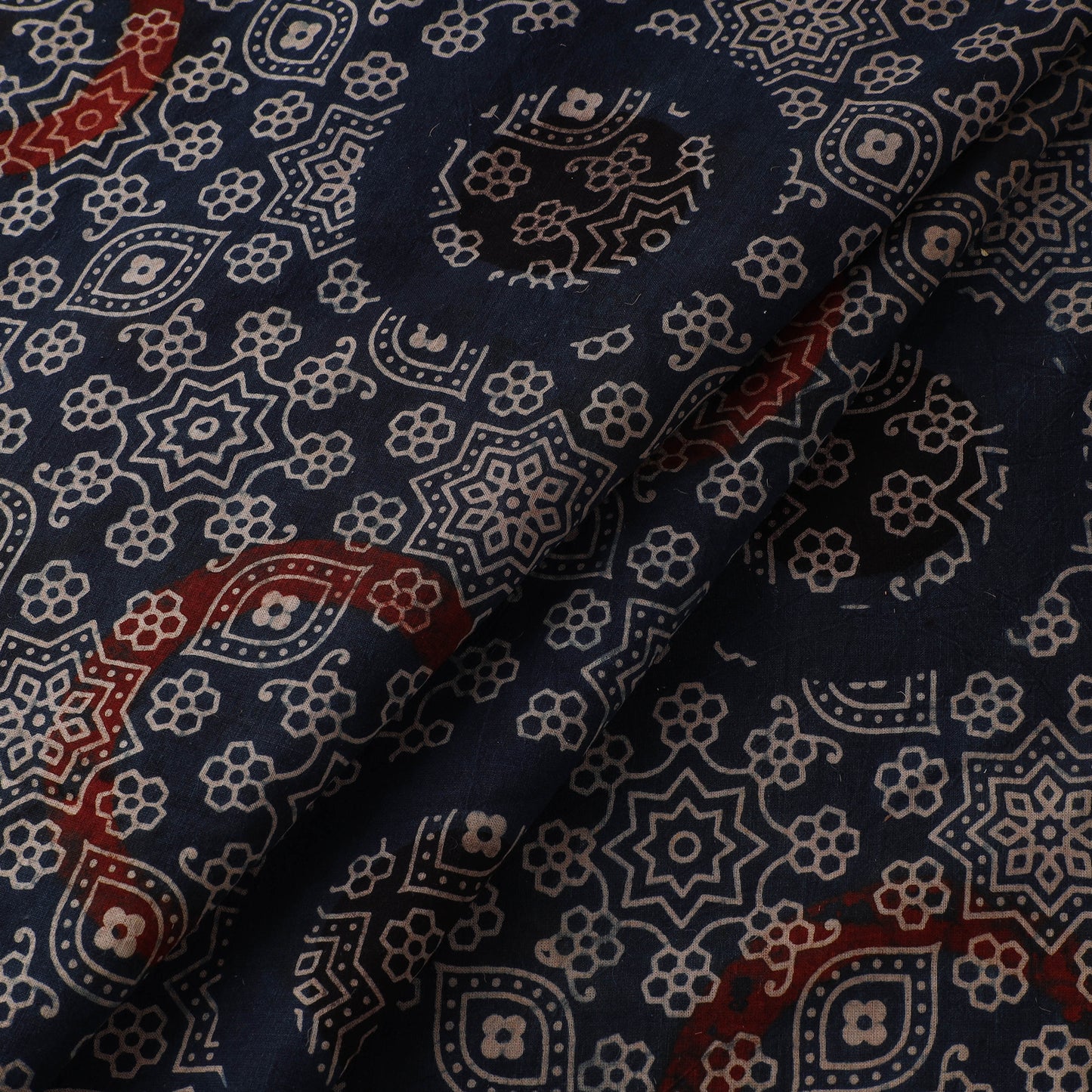 Ajrakh Hand Block Print Natural Dyed Cotton Fabric 75