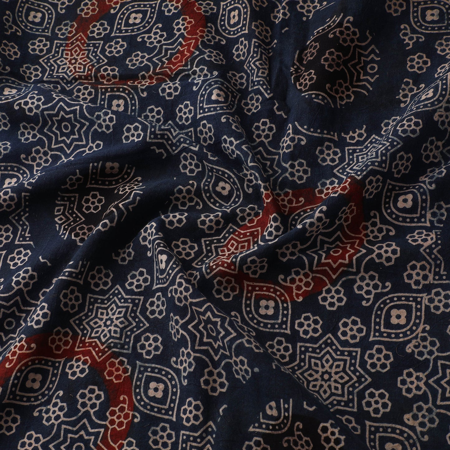 Ajrakh Hand Block Print Natural Dyed Cotton Fabric 75