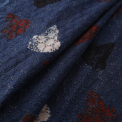 Blue - Ajrakh Hand Block Print Natural Dyed Cotton Hakoba Fabric 31