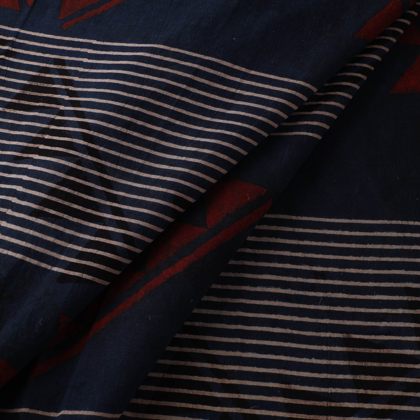 Black - Ajrakh Hand Block Print Natural Dyed Cotton Fabric 34