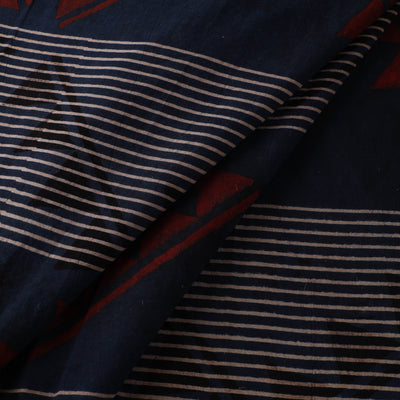 Black - Ajrakh Hand Block Print Natural Dyed Cotton Fabric 34