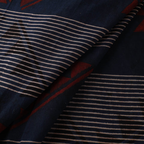 Black - Ajrakh Hand Block Print Natural Dyed Cotton Fabric 34