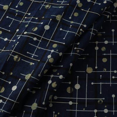 Blue - Ajrakh Hand Block Print Natural Dyed Cotton Fabric 35