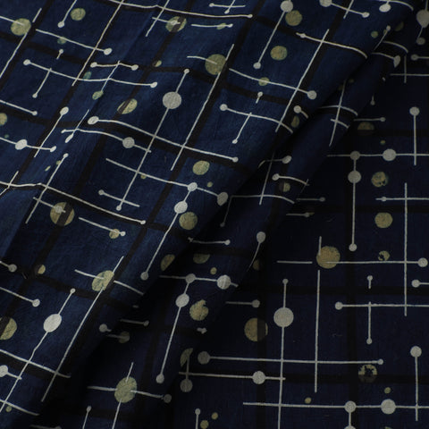 Blue - Ajrakh Hand Block Print Natural Dyed Cotton Fabric 35