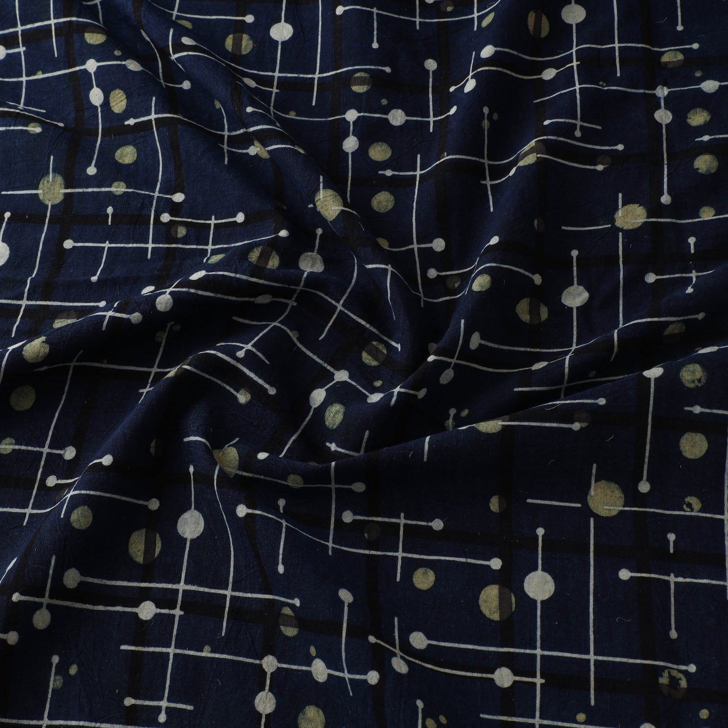 Blue - Ajrakh Hand Block Print Natural Dyed Cotton Fabric 35