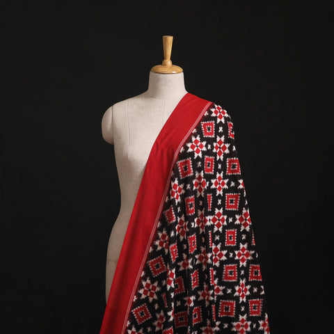 Black - Telia Rumal Pure Handwoven Cotton Pochampally Double Ikat Fabric 09
