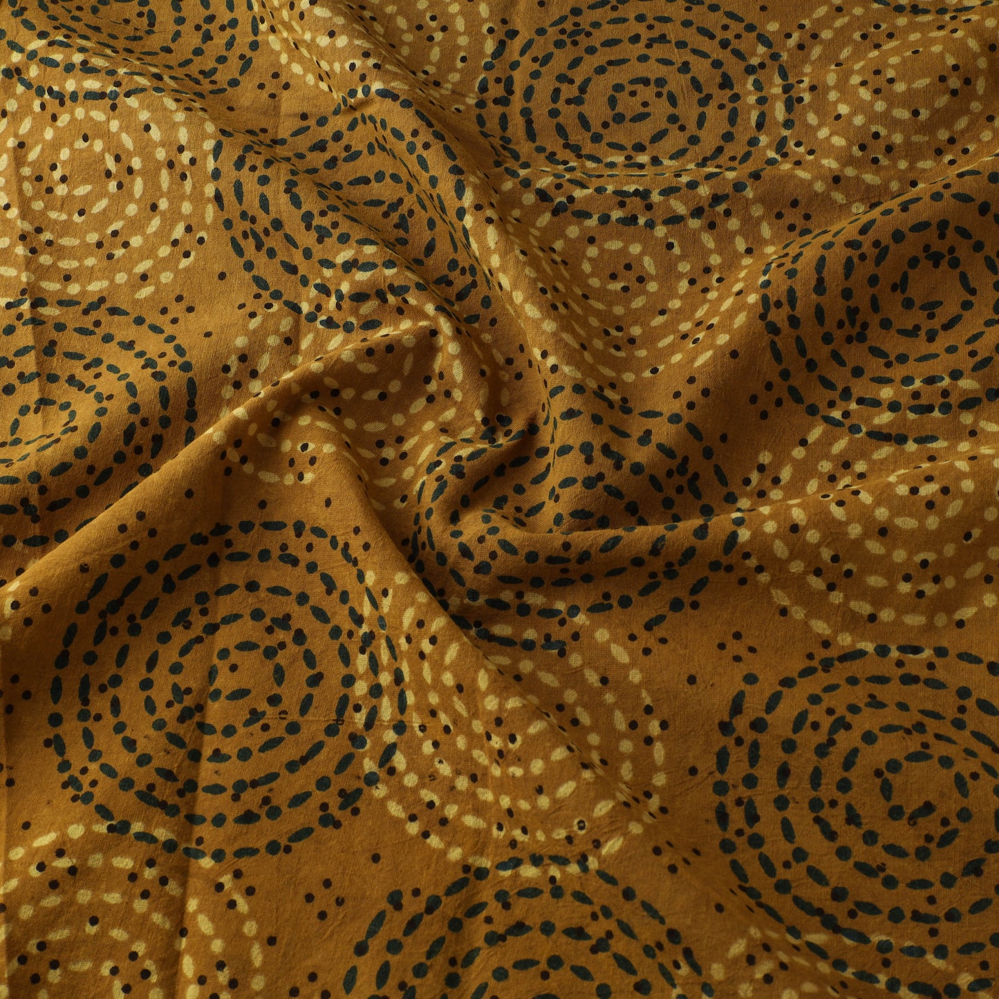 Yellow - Ajrakh Hand Block Print Natural Dyed Cotton Fabric 30