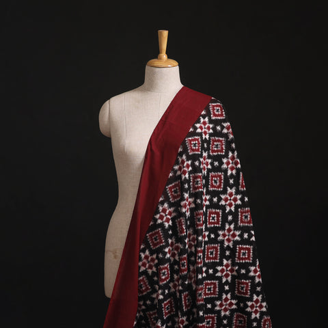 Black - Telia Rumal Pure Handwoven Cotton Pochampally Double Ikat Fabric 05